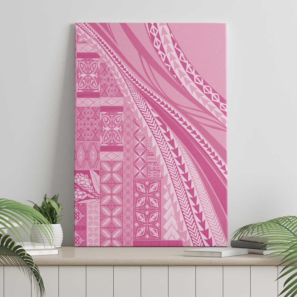 Pasifika Women's Day - Samoa Siapo Malu Tattoo Inspired Canvas Wall Art Pink LT7 - Polynesian Pride