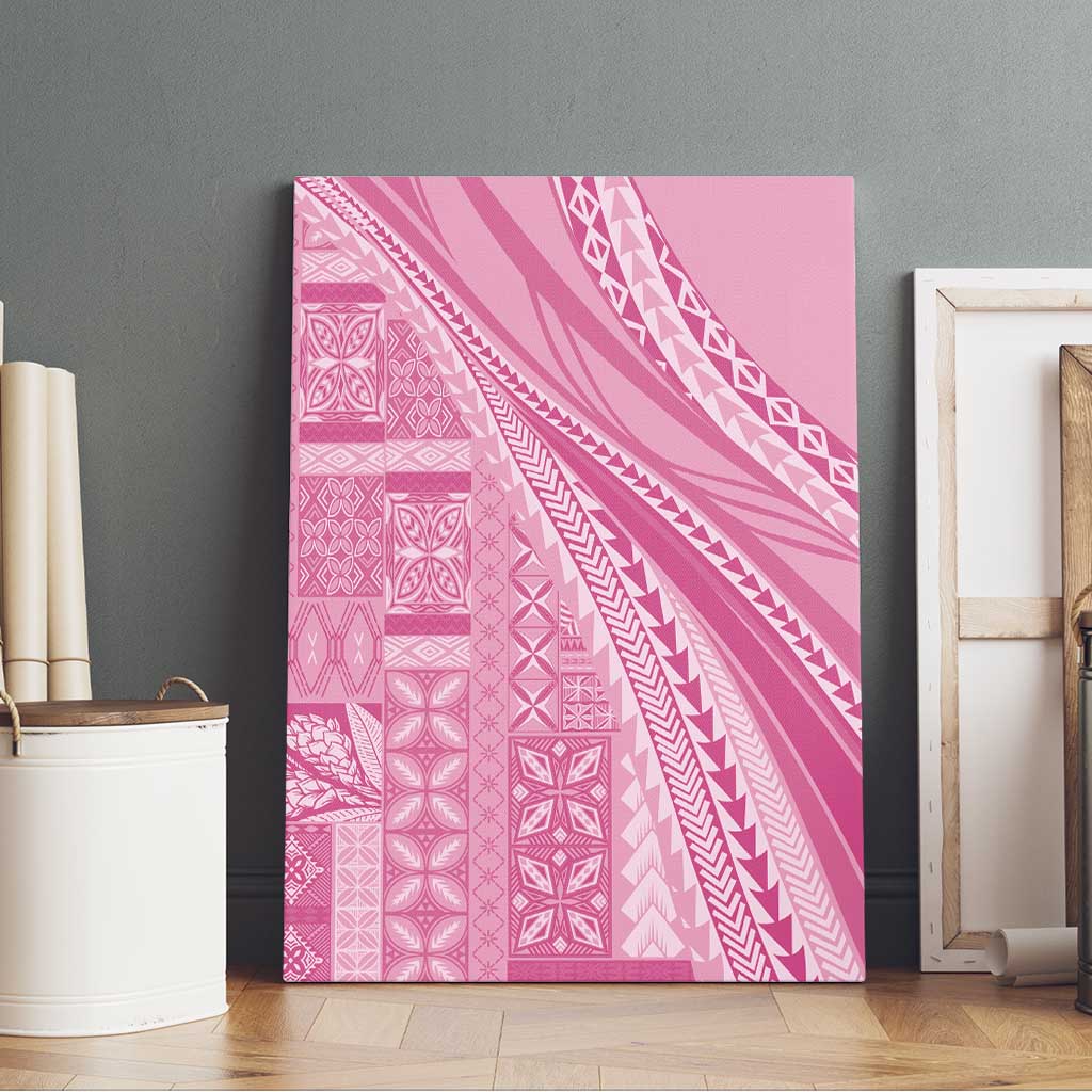 Pasifika Women's Day - Samoa Siapo Malu Tattoo Inspired Canvas Wall Art Pink LT7 - Polynesian Pride