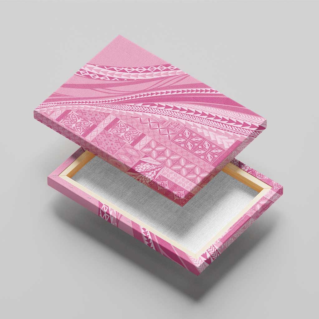 Pasifika Women's Day - Samoa Siapo Malu Tattoo Inspired Canvas Wall Art Pink LT7 - Polynesian Pride