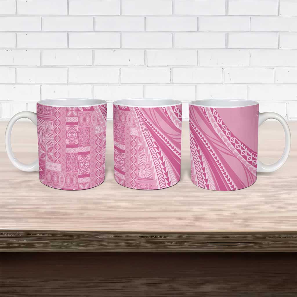 Pasifika Women's Day - Samoa Siapo Malu Tattoo Inspired Ceramic Mug Pink LT7 - Polynesian Pride