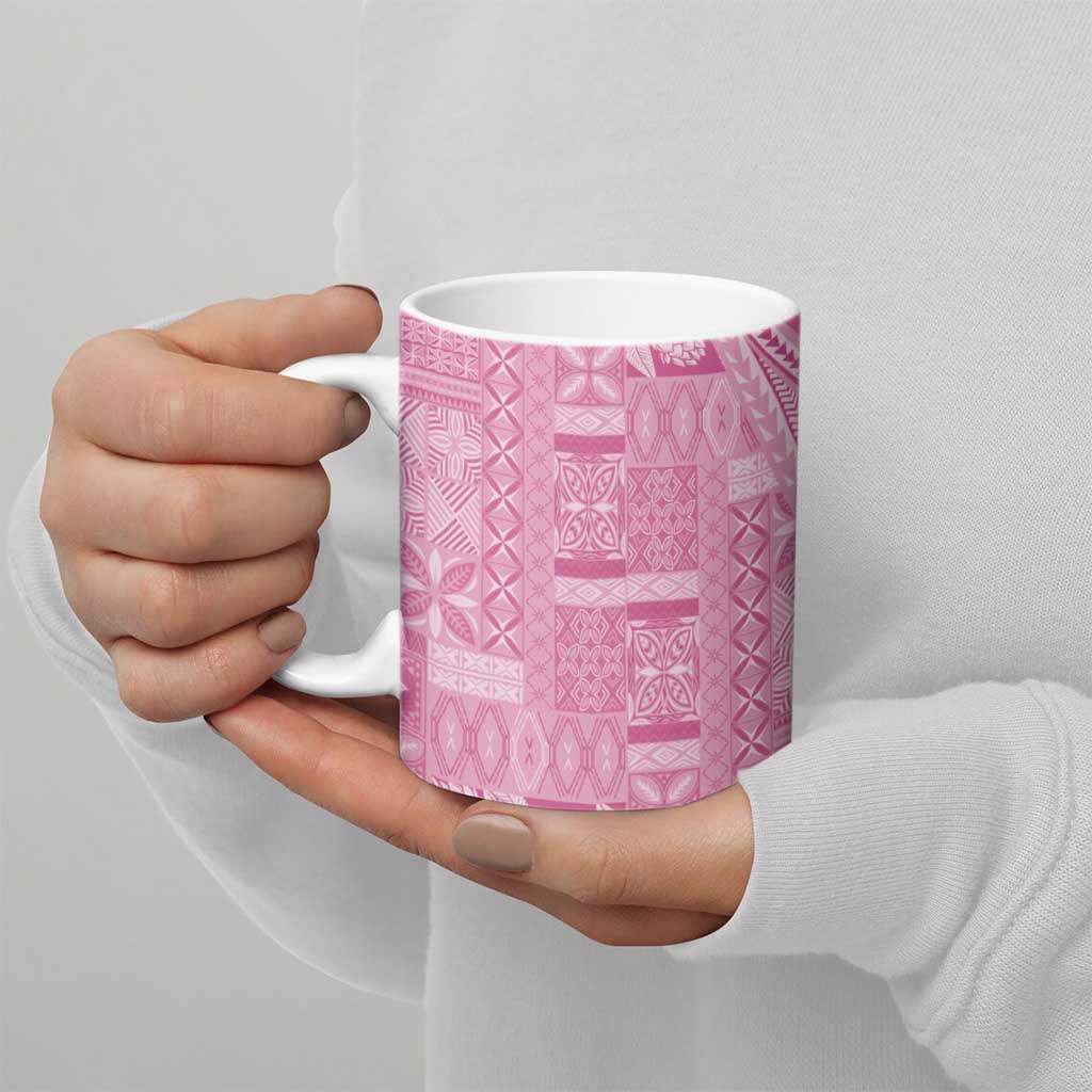 Pasifika Women's Day - Samoa Siapo Malu Tattoo Inspired Ceramic Mug Pink LT7 - Polynesian Pride