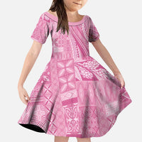 Pasifika Women's Day - Samoa Siapo Malu Tattoo Inspired Family Matching Long Sleeve Bodycon Dress and Hawaiian Shirt Pink