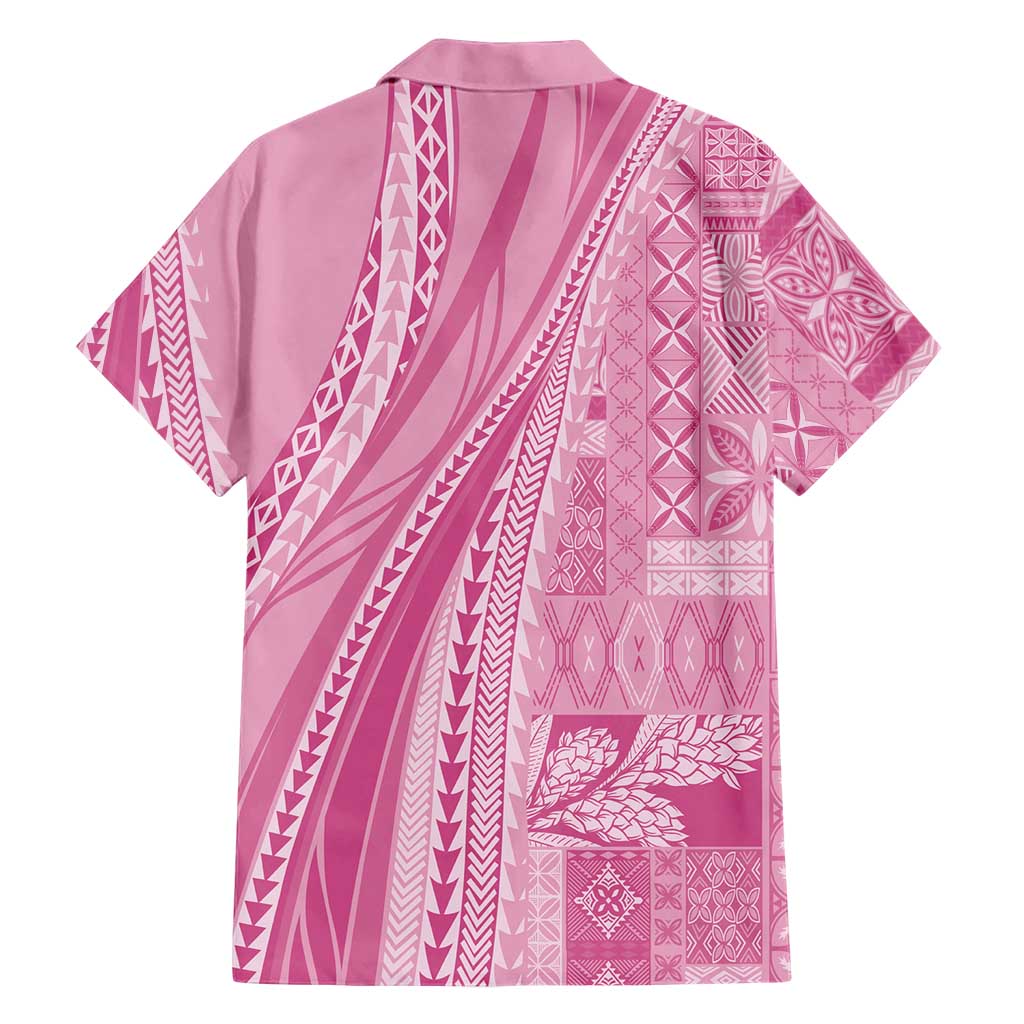 Pasifika Women's Day - Samoa Siapo Malu Tattoo Inspired Family Matching Mermaid Dress and Hawaiian Shirt Pink