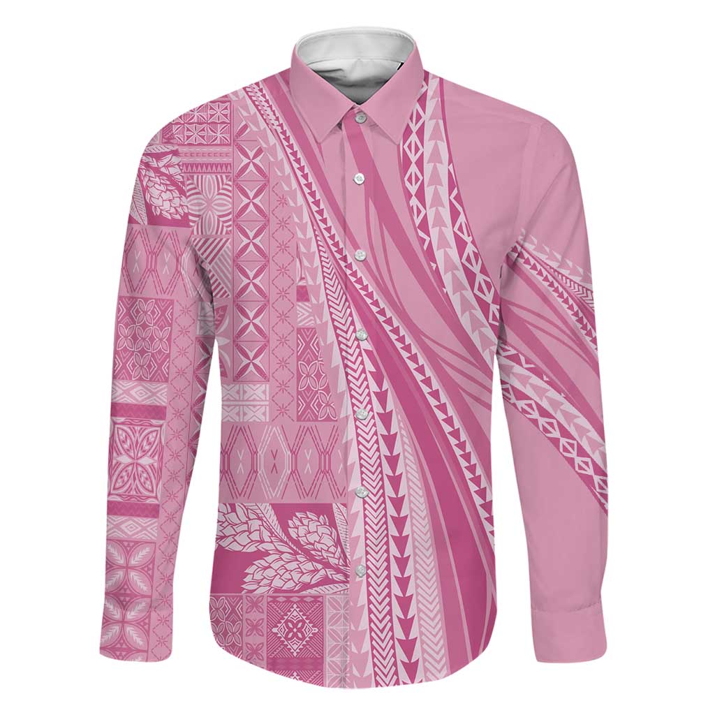Pasifika Women's Day - Samoa Siapo Malu Tattoo Inspired Family Matching Mermaid Dress and Hawaiian Shirt Pink