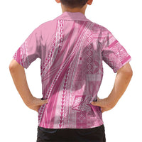 Pasifika Women's Day - Samoa Siapo Malu Tattoo Inspired Family Matching Off Shoulder Short Dress and Hawaiian Shirt Pink