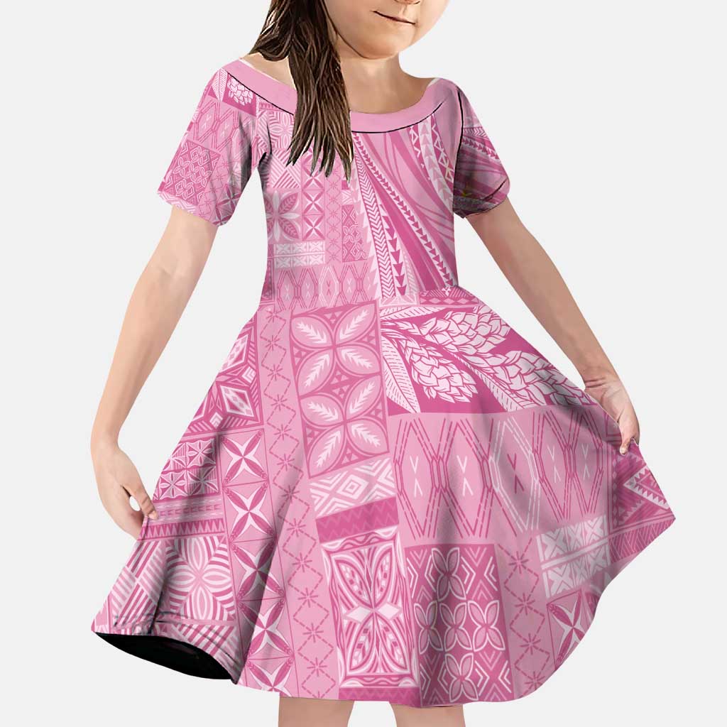 Pasifika Women's Day - Samoa Siapo Malu Tattoo Inspired Family Matching Tank Maxi Dress and Hawaiian Shirt Pink