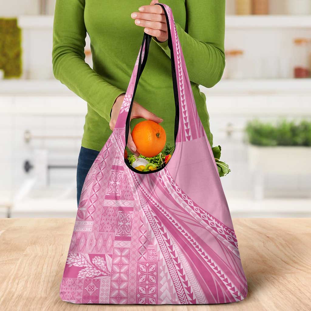 Pasifika Women's Day - Samoa Siapo Malu Tattoo Inspired Grocery Bag Pink LT7 - Polynesian Pride