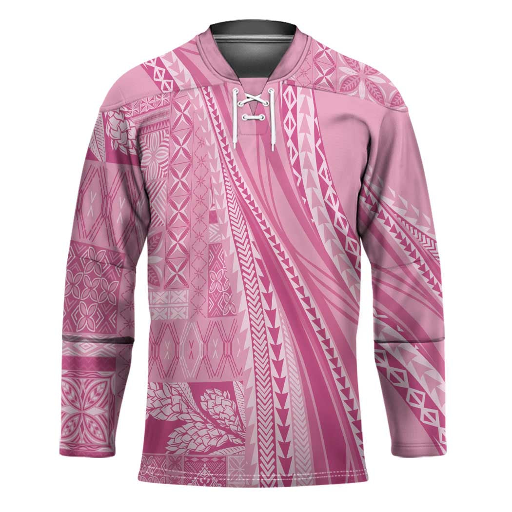 Pasifika Women's Day - Samoa Siapo Malu Tattoo Inspired Hockey Jersey Pink LT7 Unisex Pink - Polynesian Pride