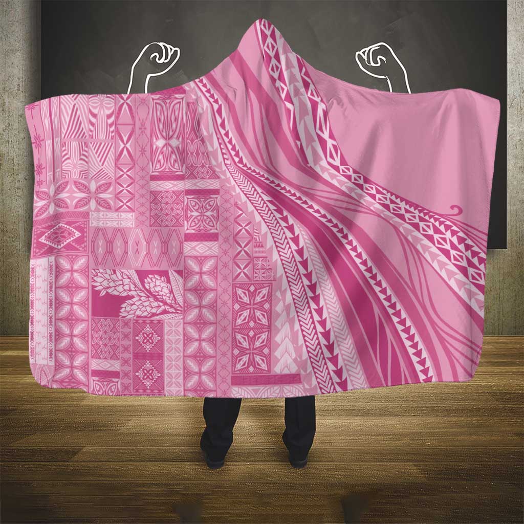 Pasifika Women's Day - Samoa Siapo Malu Tattoo Inspired Hooded Blanket Pink LT7 - Polynesian Pride