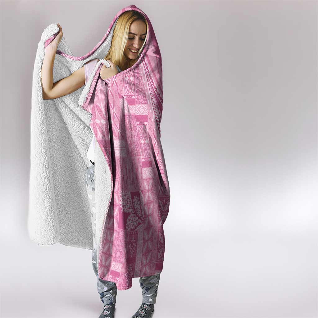 Pasifika Women's Day - Samoa Siapo Malu Tattoo Inspired Hooded Blanket Pink LT7 - Polynesian Pride