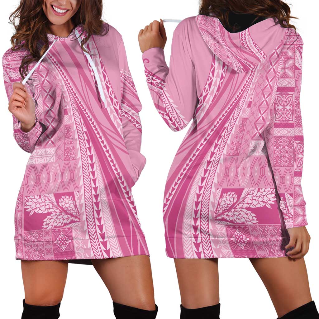 Pasifika Women's Day - Samoa Siapo Malu Tattoo Inspired Hoodie Dress Pink LT7 - Polynesian Pride
