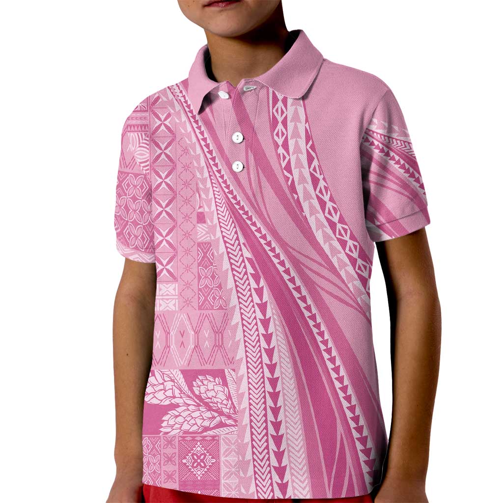 Pasifika Women's Day - Samoa Siapo Malu Tattoo Inspired Kid Polo Shirt Pink LT7 Kid Pink - Polynesian Pride