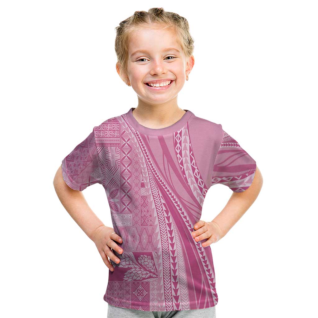 Pasifika Women's Day - Samoa Siapo Malu Tattoo Inspired Kid T Shirt Pink