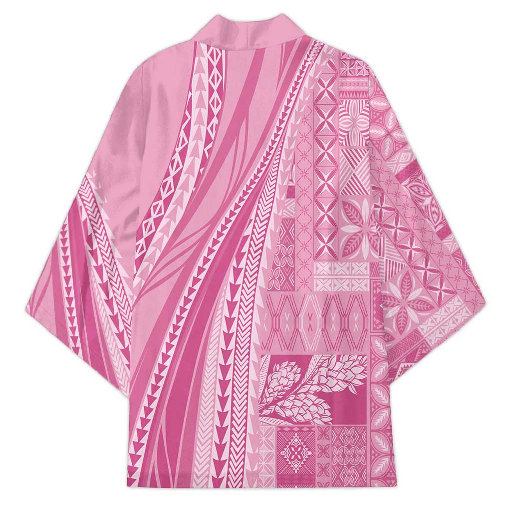Pasifika Women's Day - Samoa Siapo Malu Tattoo Inspired Kimono Pink LT7 - Polynesian Pride