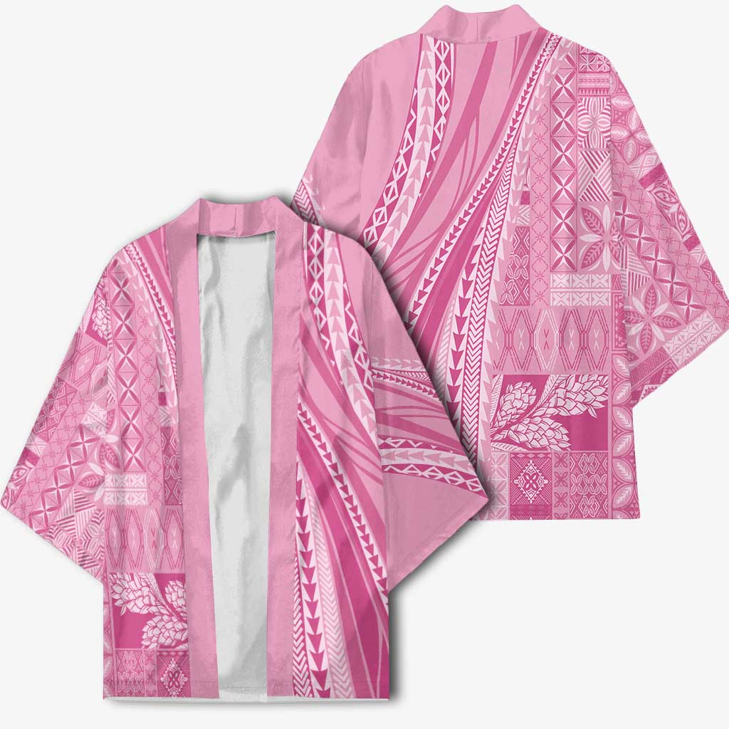 Pasifika Women's Day - Samoa Siapo Malu Tattoo Inspired Kimono Pink LT7 - Polynesian Pride