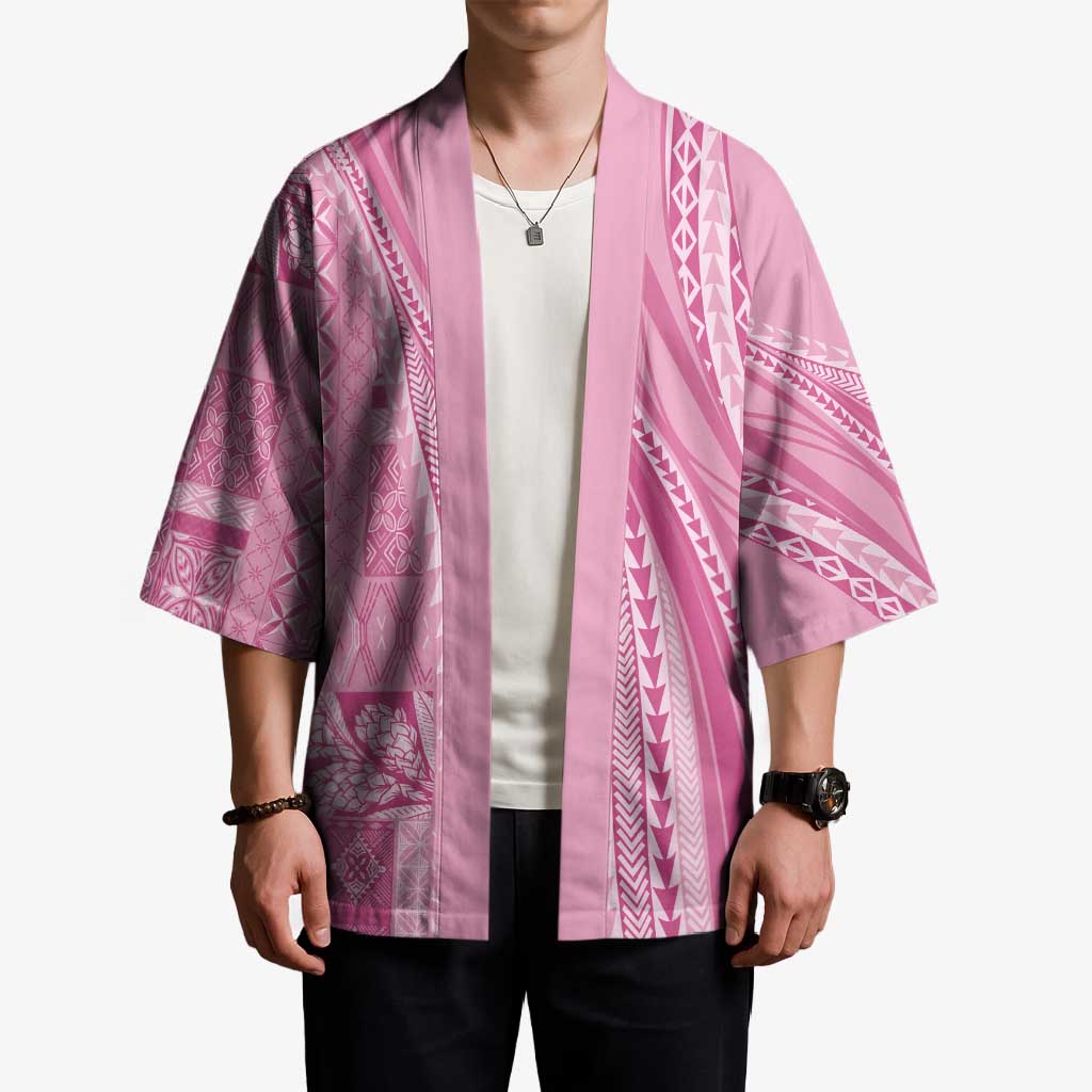 Pasifika Women's Day - Samoa Siapo Malu Tattoo Inspired Kimono Pink LT7 - Polynesian Pride