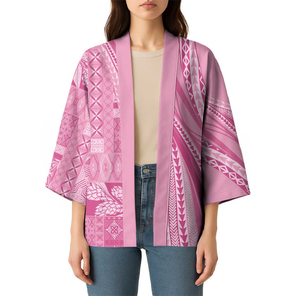 Pasifika Women's Day - Samoa Siapo Malu Tattoo Inspired Kimono Pink LT7 - Polynesian Pride