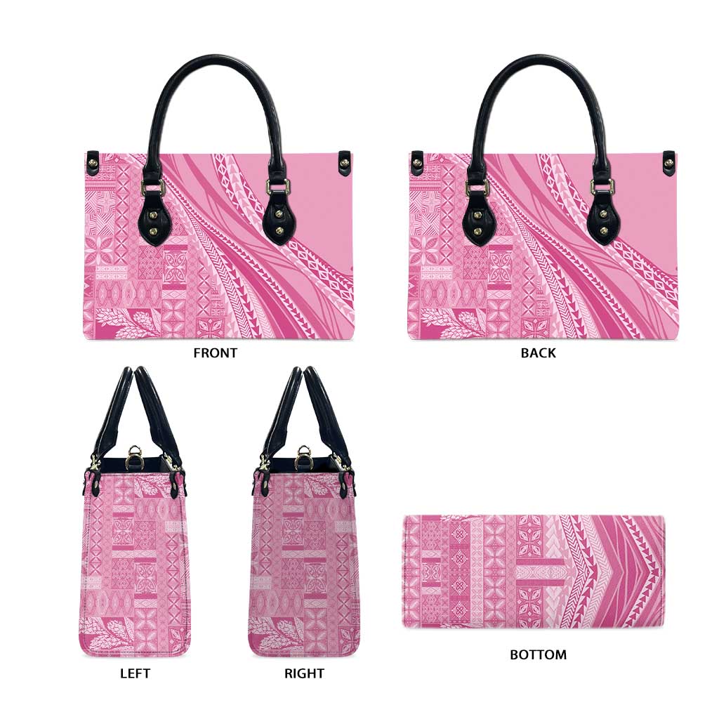 Pasifika Women's Day - Samoa Siapo Malu Tattoo Inspired Leather Bag Pink LT7 - Polynesian Pride