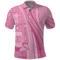 Pasifika Women's Day - Samoa Siapo Malu Tattoo Inspired Polo Shirt Pink