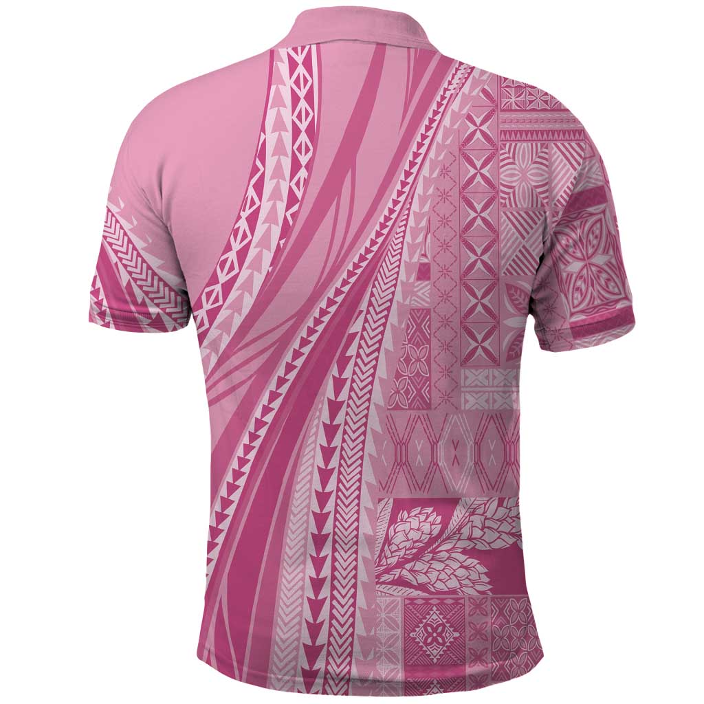Pasifika Women's Day - Samoa Siapo Malu Tattoo Inspired Polo Shirt Pink