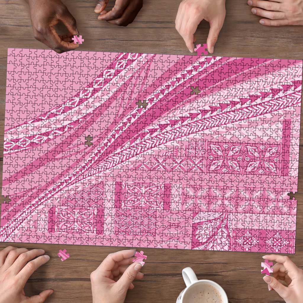 Pasifika Women's Day - Samoa Siapo Malu Tattoo Inspired Puzzle Pink LT7 - Polynesian Pride