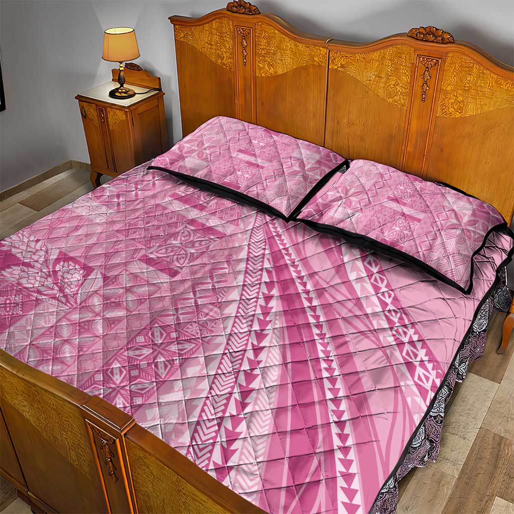 Pasifika Women's Day - Samoa Siapo Malu Tattoo Inspired Quilt Bed Set Pink LT7 - Polynesian Pride