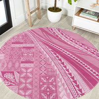 Pasifika Women's Day - Samoa Siapo Malu Tattoo Inspired Round Carpet Pink LT7 Pink - Polynesian Pride
