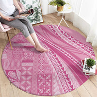 Pasifika Women's Day - Samoa Siapo Malu Tattoo Inspired Round Carpet Pink LT7 - Polynesian Pride