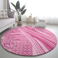 Pasifika Women's Day - Samoa Siapo Malu Tattoo Inspired Round Carpet Pink LT7 - Polynesian Pride