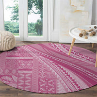 Pasifika Women's Day - Samoa Siapo Malu Tattoo Inspired Round Carpet Pink LT7 - Polynesian Pride