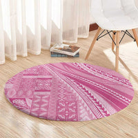 Pasifika Women's Day - Samoa Siapo Malu Tattoo Inspired Round Carpet Pink LT7 - Polynesian Pride