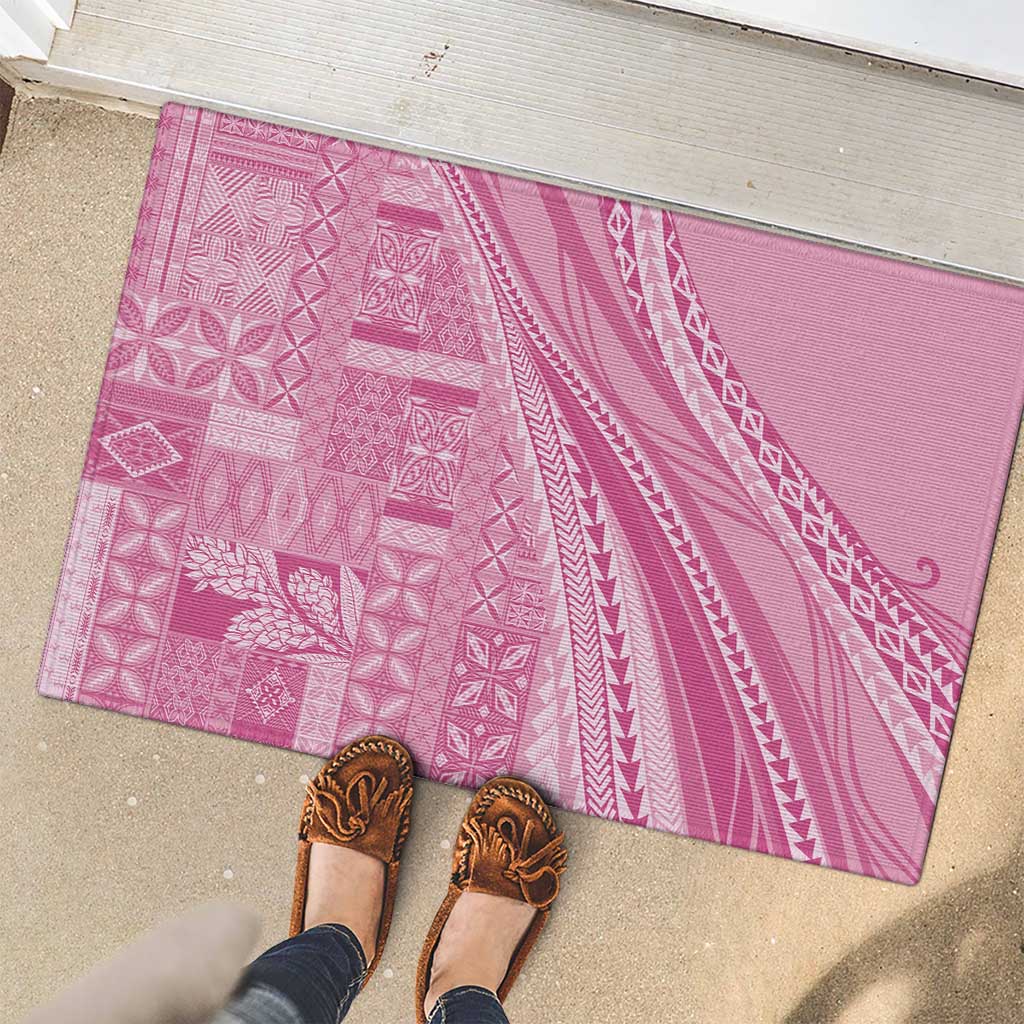 Pasifika Women's Day - Samoa Siapo Malu Tattoo Inspired Rubber Doormat Pink LT7 - Polynesian Pride