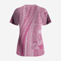 Pasifika Women's Day - Samoa Siapo Malu Tattoo Inspired Scrub Top Pink