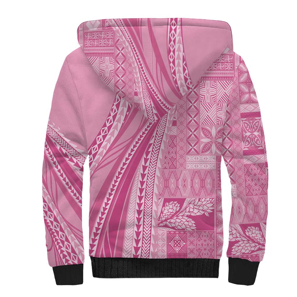 Pasifika Women's Day - Samoa Siapo Malu Tattoo Inspired Sherpa Hoodie Pink LT7 - Polynesian Pride