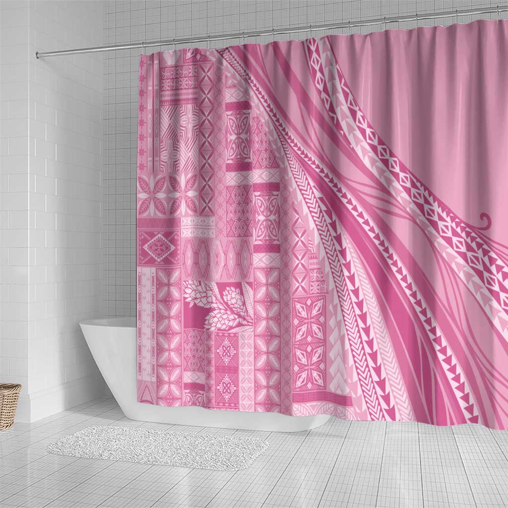 Pasifika Women's Day - Samoa Siapo Malu Tattoo Inspired Shower Curtain Pink LT7 - Polynesian Pride