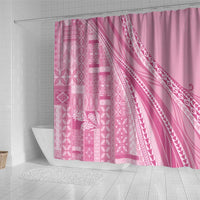 Pasifika Women's Day - Samoa Siapo Malu Tattoo Inspired Shower Curtain Pink LT7 - Polynesian Pride