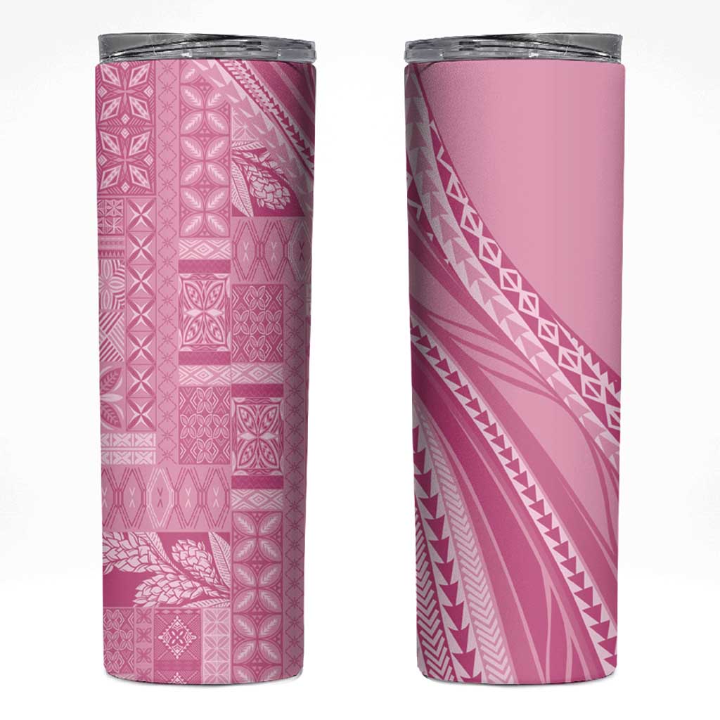 Pasifika Women's Day - Samoa Siapo Malu Tattoo Inspired Skinny Tumbler Pink LT7 Pink - Polynesian Pride