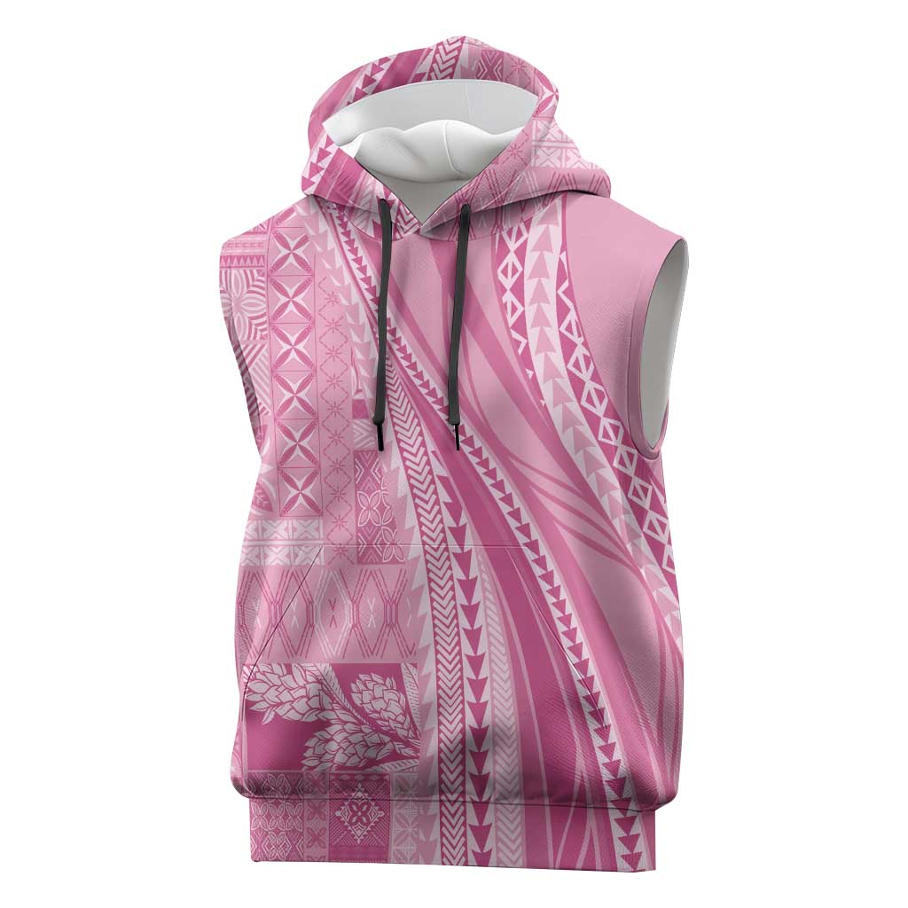 Pasifika Women's Day - Samoa Siapo Malu Tattoo Inspired Sleeveless Hoodie Pink LT7 Pink - Polynesian Pride