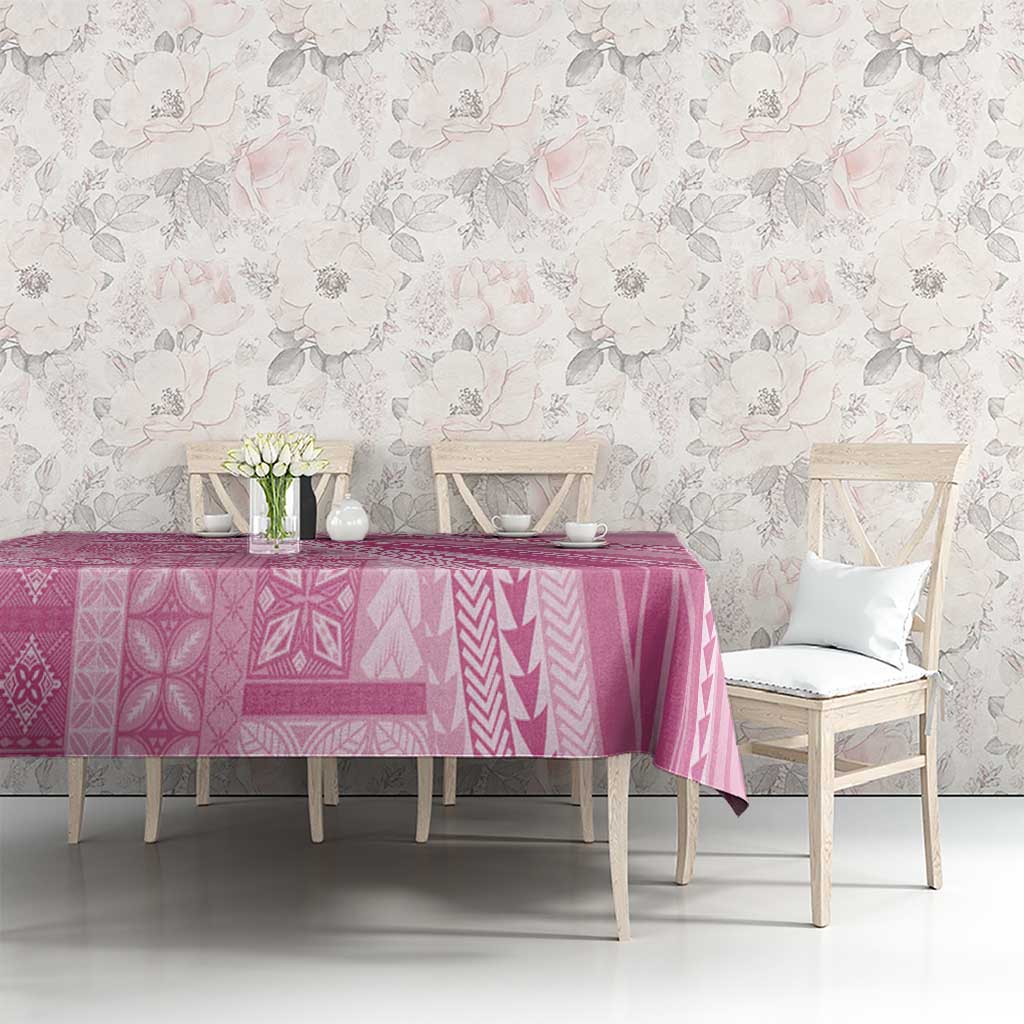Pasifika Women's Day - Samoa Siapo Malu Tattoo Inspired Tablecloth Pink LT7 - Polynesian Pride