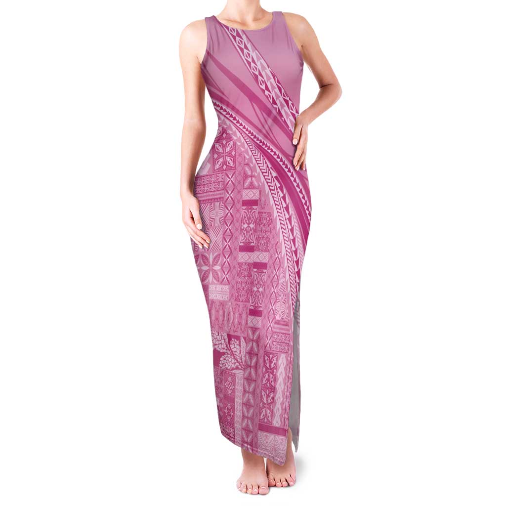 Pasifika Women's Day - Samoa Siapo Malu Tattoo Inspired Tank Maxi Dress Pink LT7 Women Pink - Polynesian Pride
