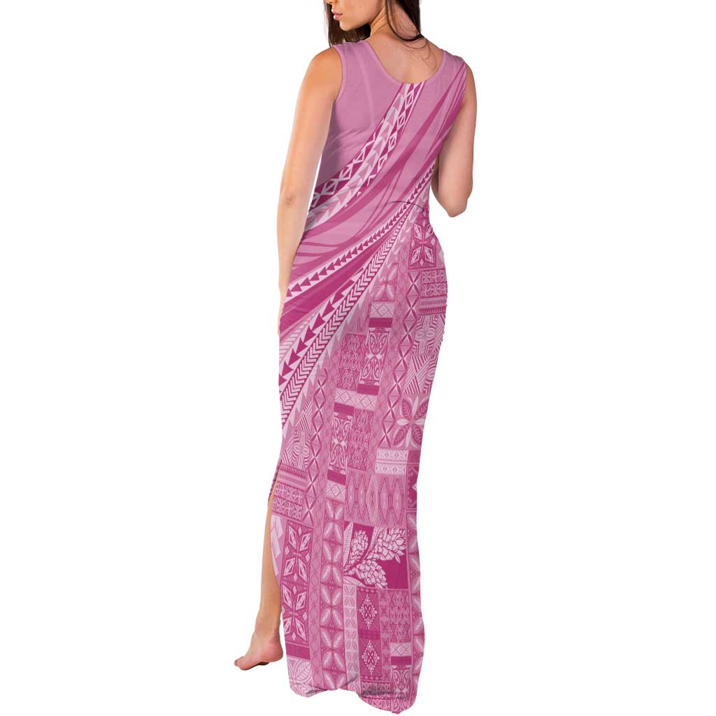 Pasifika Women's Day - Samoa Siapo Malu Tattoo Inspired Tank Maxi Dress Pink LT7 - Polynesian Pride