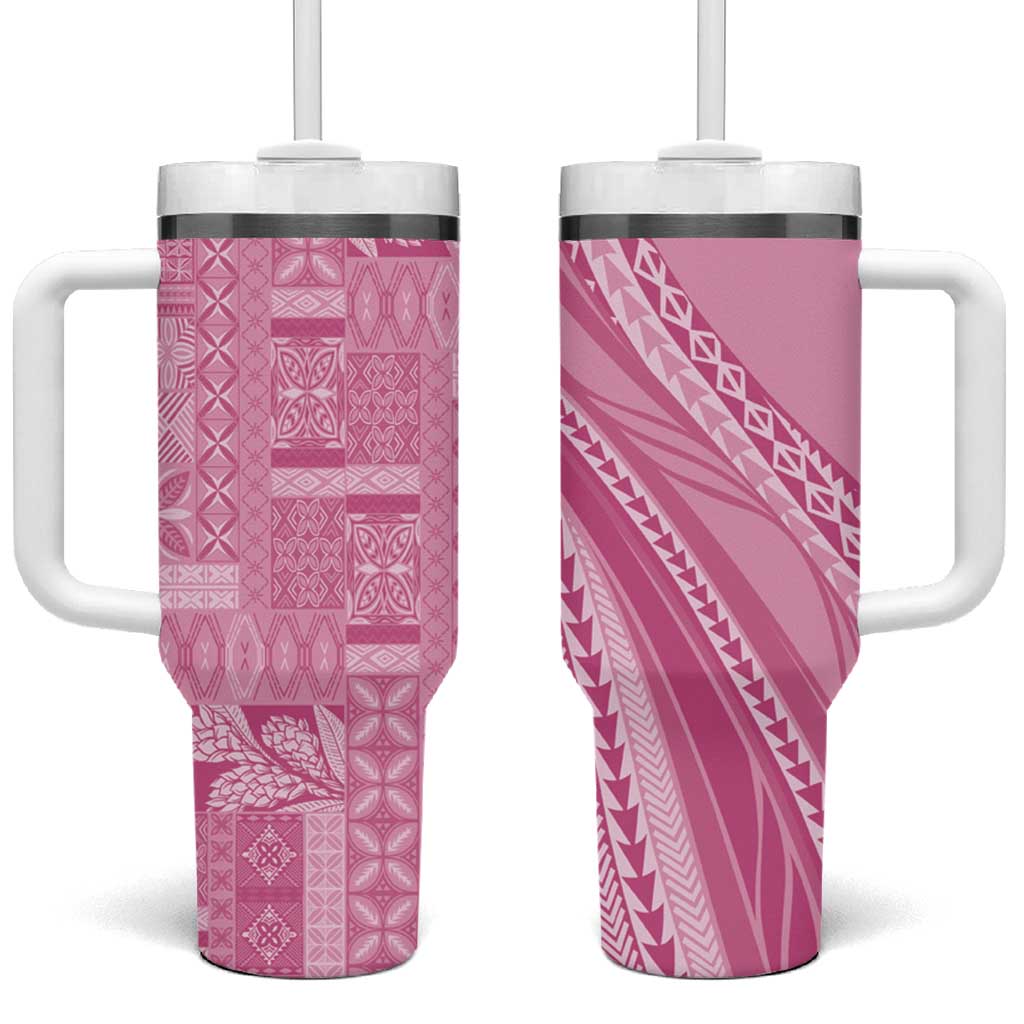 Pasifika Women's Day - Samoa Siapo Malu Tattoo Inspired Tumbler With Handle Pink LT7 One Size: 40 oz Pink - Polynesian Pride