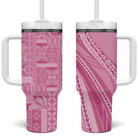 Pasifika Women's Day - Samoa Siapo Malu Tattoo Inspired Tumbler With Handle Pink LT7 One Size: 40 oz Pink - Polynesian Pride