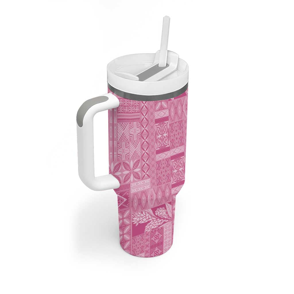 Pasifika Women's Day - Samoa Siapo Malu Tattoo Inspired Tumbler With Handle Pink LT7 - Polynesian Pride