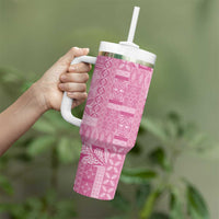 Pasifika Women's Day - Samoa Siapo Malu Tattoo Inspired Tumbler With Handle Pink LT7 - Polynesian Pride