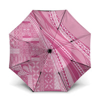 Pasifika Women's Day - Samoa Siapo Malu Tattoo Inspired Umbrella Pink LT7 One Size Folded 11.42 inch Opened Diameter 37.4 inch Pink - Polynesian Pride