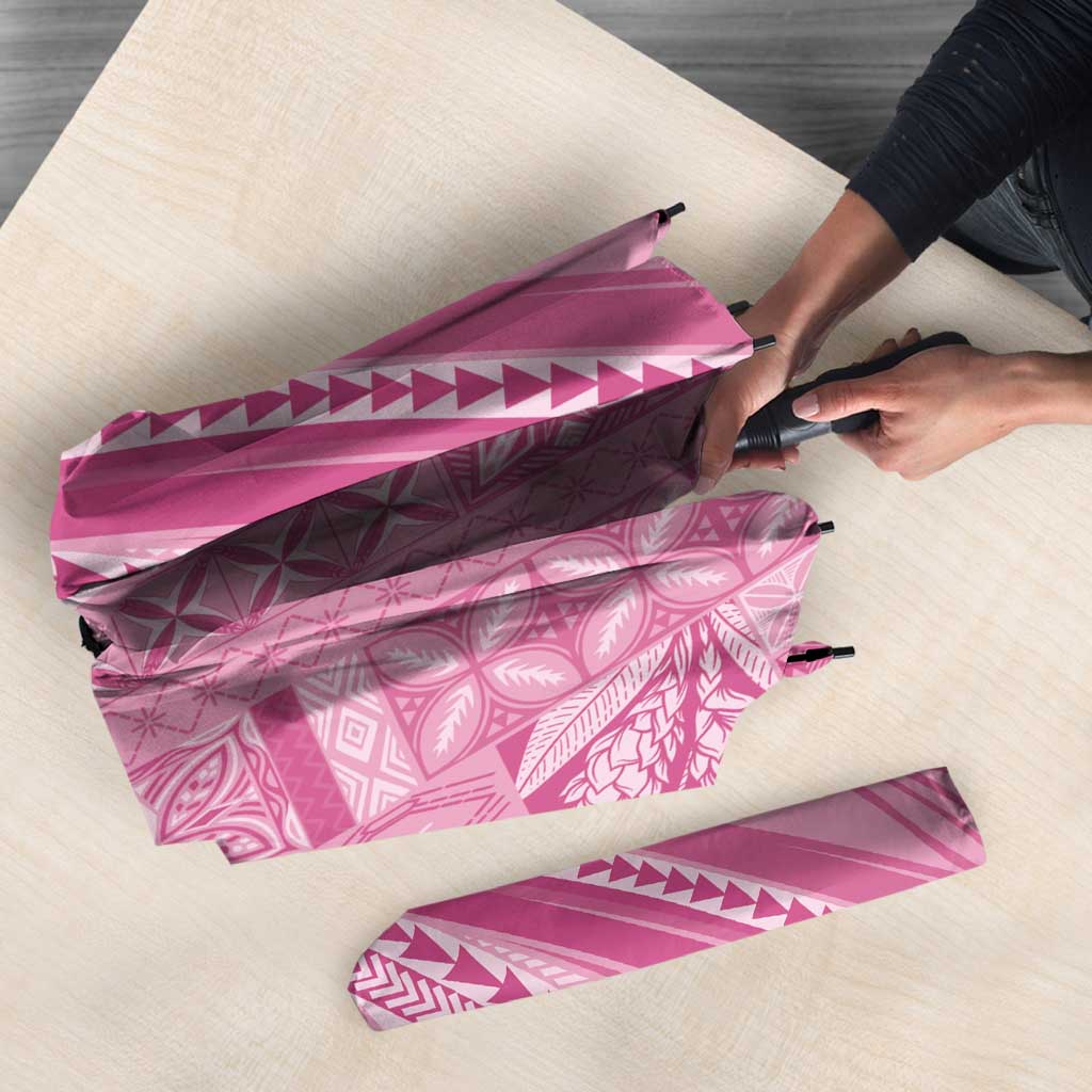 Pasifika Women's Day - Samoa Siapo Malu Tattoo Inspired Umbrella Pink LT7 - Polynesian Pride