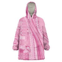 Pasifika Women's Day - Samoa Siapo Malu Tattoo Inspired Wearable Blanket Hoodie Pink LT7 One Size Pink - Polynesian Pride