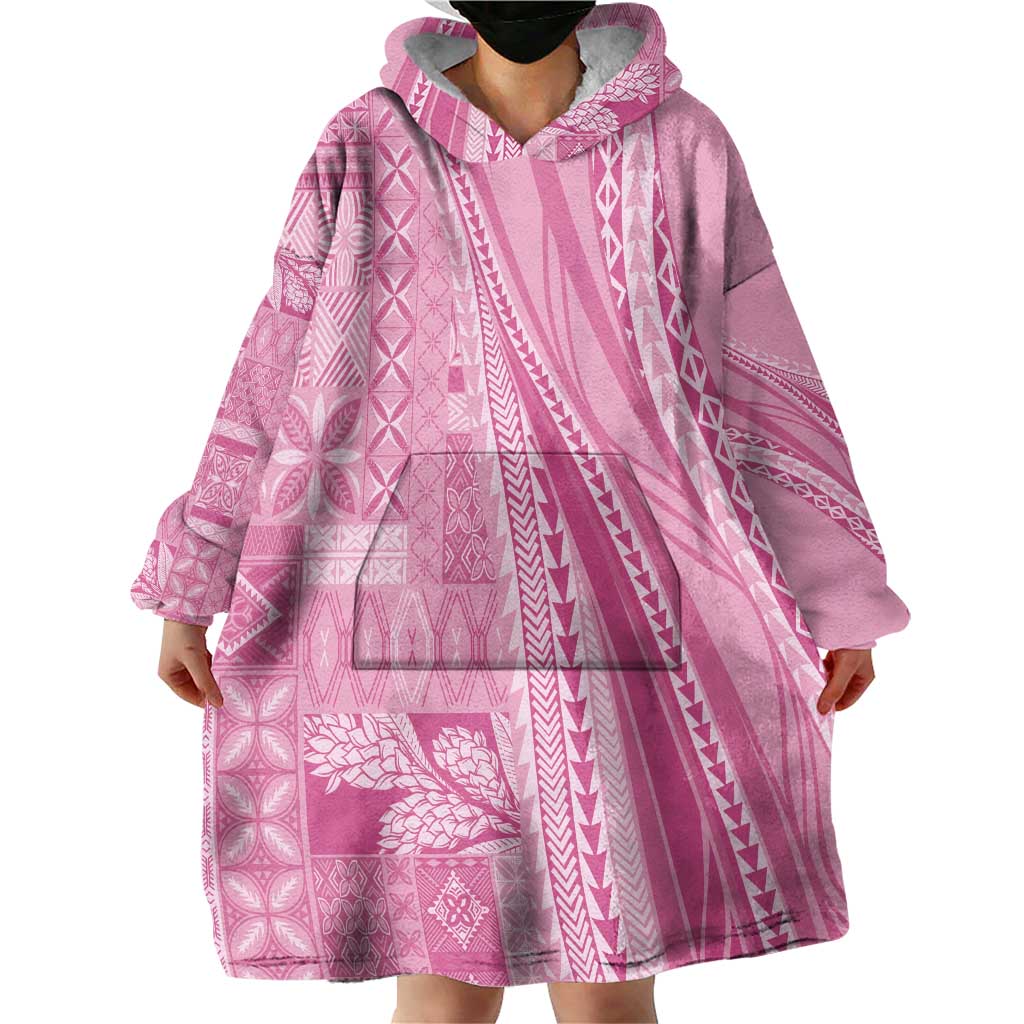 Pasifika Women's Day - Samoa Siapo Malu Tattoo Inspired Wearable Blanket Hoodie Pink LT7 - Polynesian Pride