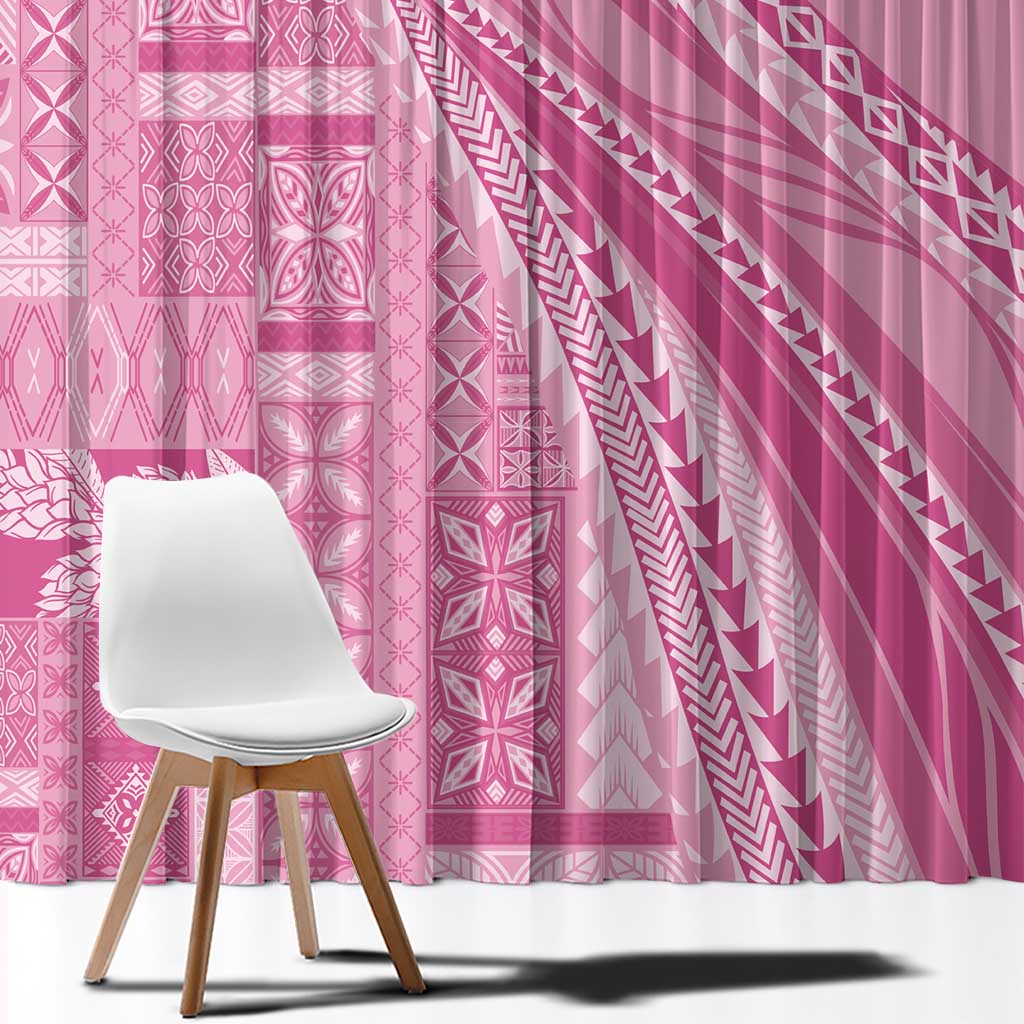 Pasifika Women's Day - Samoa Siapo Malu Tattoo Inspired Window Curtain Pink LT7 - Polynesian Pride